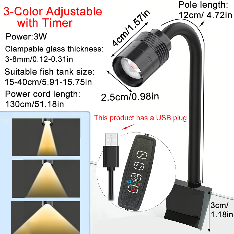 Aquarium Marine Light - Holofote para aquário sul-americano, 3w, 3